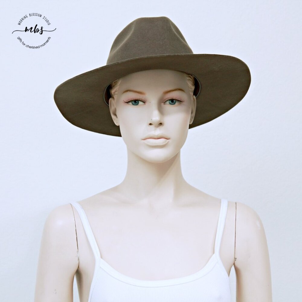 Brixton Jo Felted Wool Wide Brim Western Rancher Hat Green Brown Women L - Picture 3 of 11